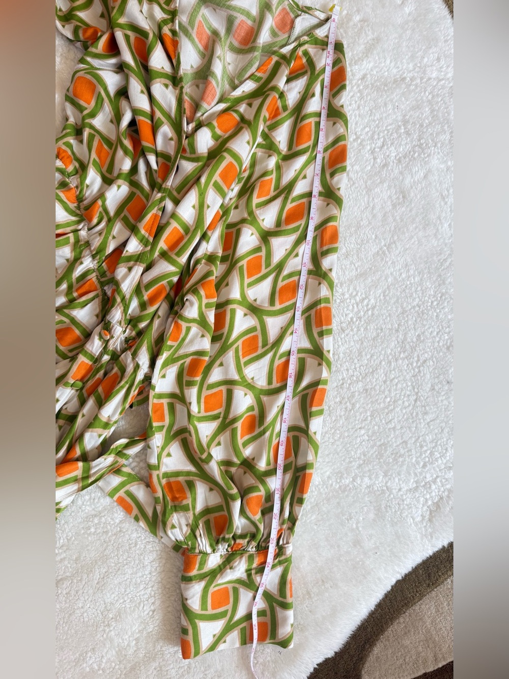 Reserved Green and Orange Geometric Midi Dress - Picture 7 of 9
